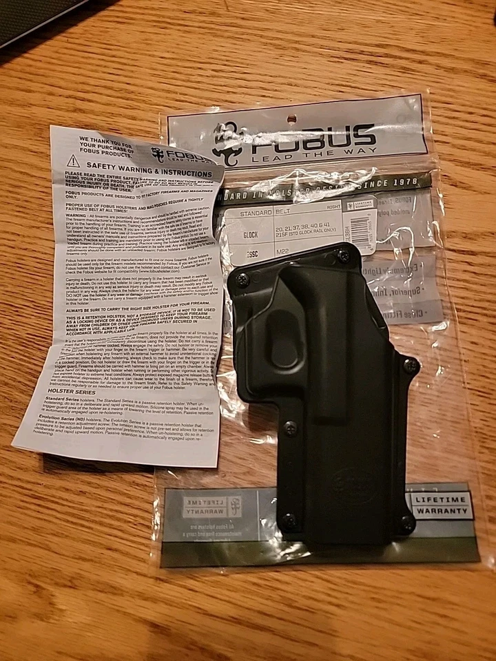 Fobus GL3BH Polymer Belt Holster Right Hand Black 4.5" BBL for Glock 20 21 37