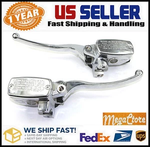 Left & Right Brake & Clutch Master Cylinder Honda Yamaha Suzuki Kawasaki- CHROME - Picture 1 of 8