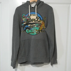 Superdry Japanese Vl Graphic Hoodie Sweatshirt Rich Charcoal Grey Men's XL - Picture 1 of 12