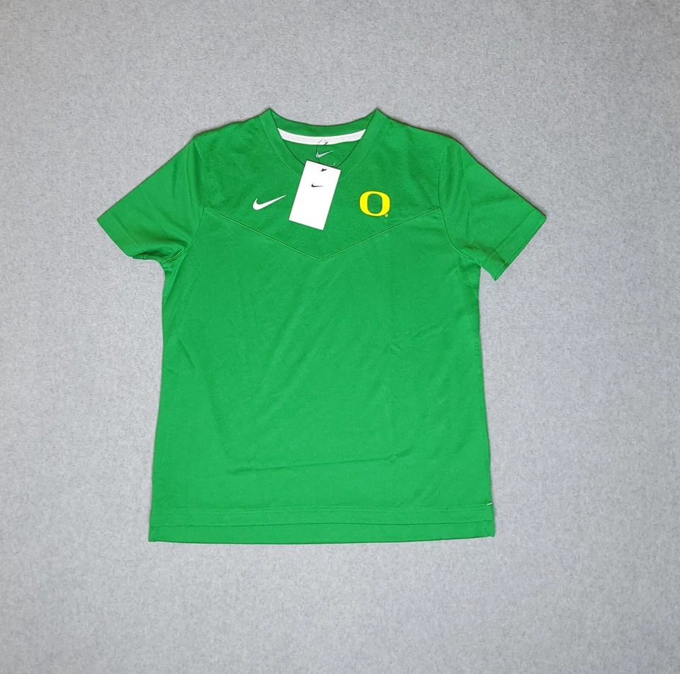 Nike Womens Oregon Ducks V-Neck Sideline Gear Dri-Fit Shirt Sz MEDIUM