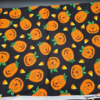 Tela de calabaza de Halloween de colección clásica exclusiva 3/4 yardas 42" de ancho acolchado Foto 1 de 4