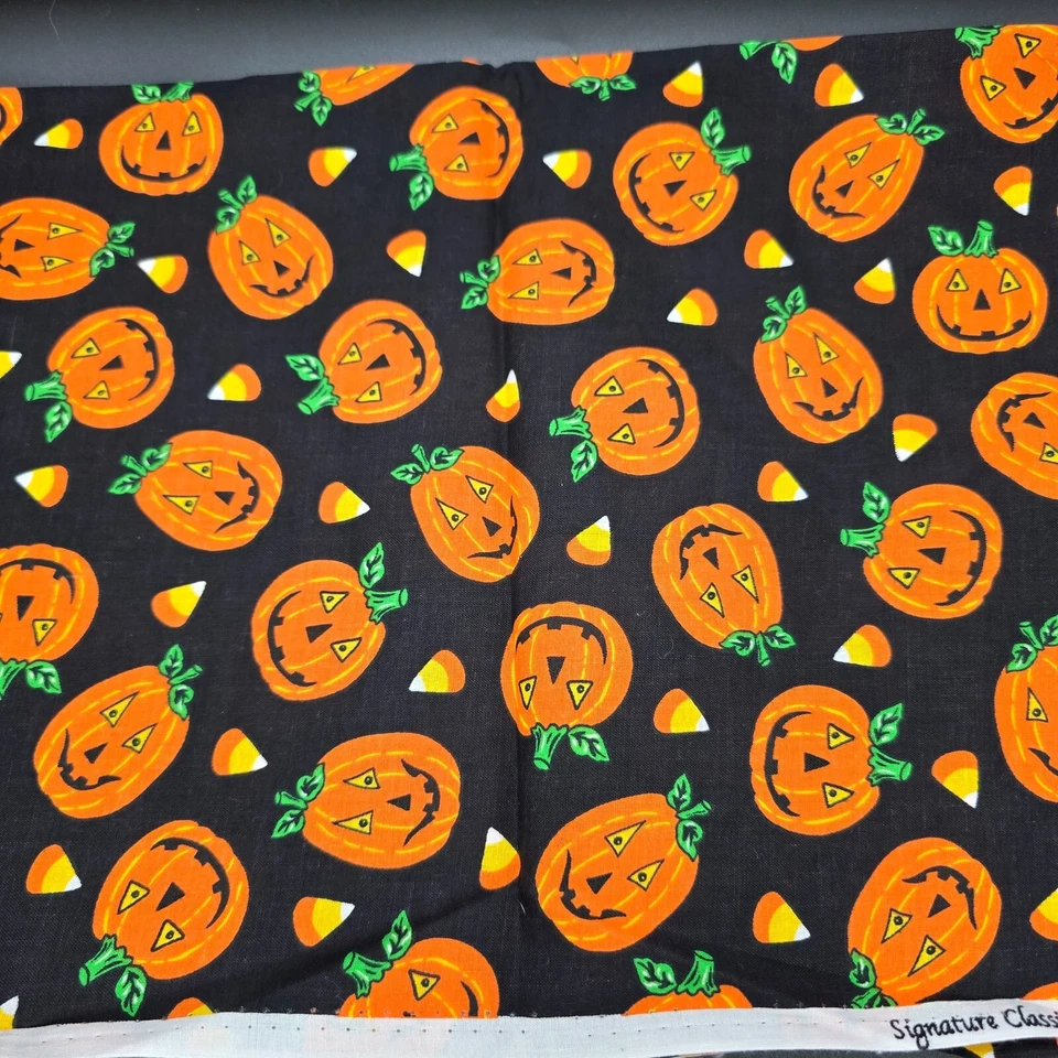 Signature Classics Vintage Halloween Pumpkin Fabric 3/4 Yard 42" Wide Quilting - Image 1 of 4