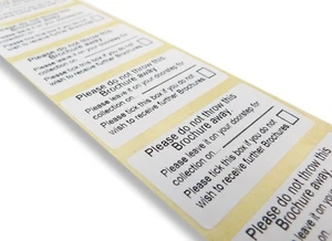 50 ETIKETTEN 25 MM X 5 CM WERFEN SIE DIESE BROSCHÜRE NICHT WEG KATALOG SAMMLUNG #015 - Bild 1 von 1