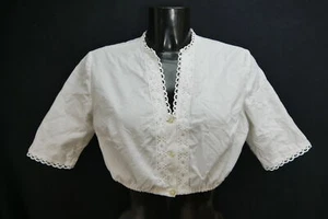 Gr.44 Dirndlbluse weiß Bluse für Dirndl Baumwolle mit Spitze B11717 - Bild 1 von 4