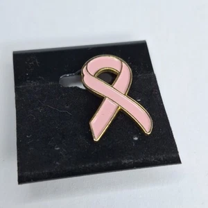 Pink Ribbon Breast Cancer Awarenes Silver Tone Pink Enamel 3/4” Lapel Brooch Pin - Bild 1 von 2