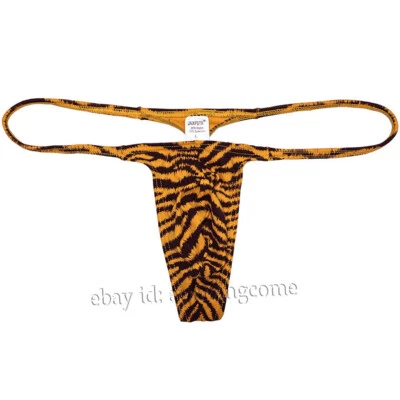 Men Tiger Stripe Micro Thong Underwear Posing T-back Slim Pouch G-string Tangas - Image 1 of 3