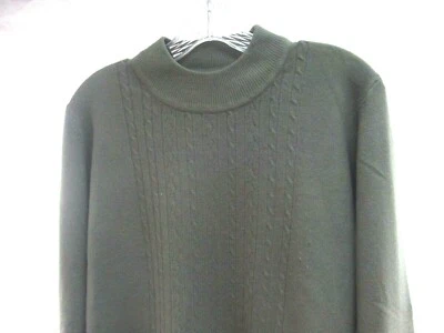 Laura Scott petite L sweater pullover green mock turtleneck cable knit SOFT MINT - Image 1 of 4