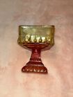 Vtg Jeanette Candy Dish Amberina Square Glass Footed Flashing No Lid