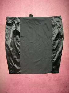 Lane Bryant Black Knit Satin Trim Laced Detail Pull On Pencil Skirt 28 28W 3X 4X - Picture 1 of 3