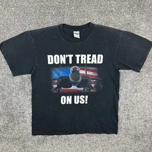 Vintage Don't Tread On Us Shirt Erwachsene Large schwarz Kampfjet US Militär Flagge - Bild 1 von 5