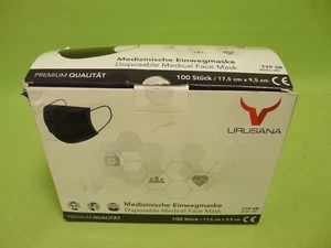 URUSANA 100x 2R Schwarz Maske Atemschutzmaske 3-Lagen Mundschutzmaske OP Maske - Bild 1 von 4