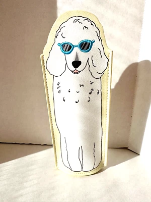 Lindo estuche protector con soporte para gafas de perro blanco cachorro perro amarillo pastel Foto 1 de 4
