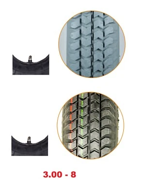 CHENG SHIN TIRE Reifen mit Schlauch 3.00-8 grau schwarz für Elektromobil E-Rollstuhl Scooter MPB