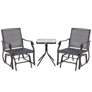 3 Piece Rocking Glider Chair with Table Set Outdoor Porch for Patio Garden Lawn - Picture 1 of 12