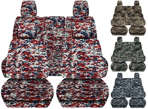 Fundas de asiento de coche camuflaje digital delantero + trasero ajuste personalizado para JK Wrangler 4 puertas 07-2018 - Imagen 1 de 13