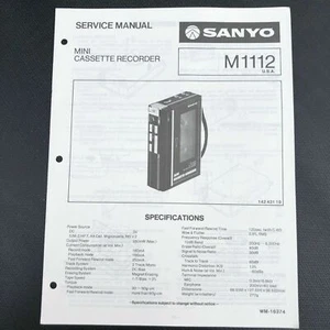 Sanyo M1112 Mini Cassette Recorder Service Manual - Picture 1 of 4