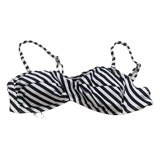 NEW Apt 9 Womens Swim Bikini Top Swimsuit Size L Black White Striped - Picture 1 of 4