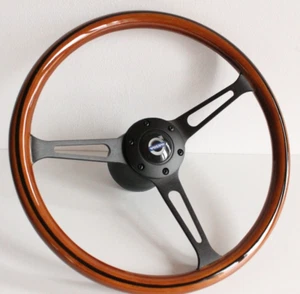 Steering Wheel fits For VOLVO Wood Classic Black Spokes Wooden P1800 P1800 - Foto 1 di 9