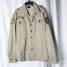 Blac Label Immortal Military Distressed Men's Khaki Color Button Up Shirt Jacket