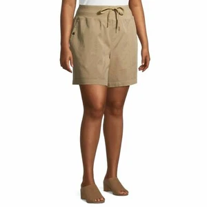 NEU Terra & Sky 5X ANZIEHBARE UTILITY SHORTS beige elastische Taille Stretch Köper - Bild 1 von 2