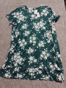 J. Jill Wearever Collection Damen 3XL Kleid hinten Schlüsselloch smaragdgrün geblümt - Bild 1 von 4
