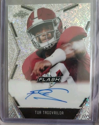 2020 Leaf Flash Sparkle Autographs Tua Tagovailoa Rookie RC PA-TT1 Alabama - Image 1 of 2