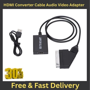 Portable HDMI to SCART Converter Cable Video Audio Adapter Lead 1M for HD TV DVD - Picture 1 of 15