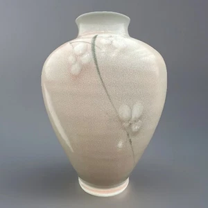 Vtg Minimalist Studio Hand Thrown Stoneware PS Vase, Wabi Sabi Floral 8.5” - Picture 1 of 9