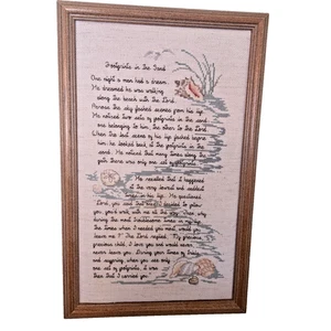 Huellas de arte de pared enmarcadas de punto de cruz completas en la arena 13"X 8" sin vidrio - Imagen 1 de 7