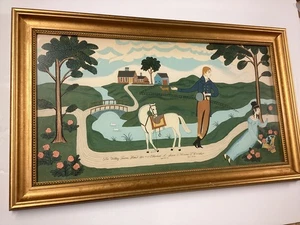 Folk Art Serigraph "The Valley Farm Road 1810" Well Framed - Picture 1 of 15