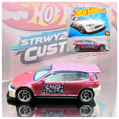 Hot Wheels Honda Civic ***Personalizado Candy Striper Premium Super Treasure Hunt*** Foto 1 de 3