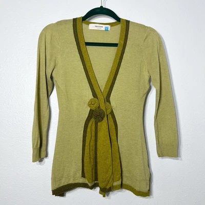 Sparrow Sweater Womens X-Small Green Rosette  Anthropologie Button Cardigan Hues - Image 1 of 4