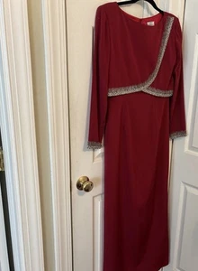 Abito formale rosso Victoria vintage anni 80 taglia 8 accenti di perline piccolo difetto - Foto 1 di 18