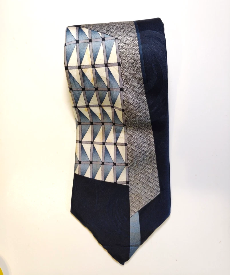 Corbata clásica vintage Alexander Lloyd para hombre @62" de longitud 100 % seda geométrica Foto 1 de 4