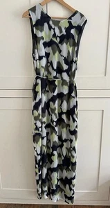 LOVELY WHISTLES ABSTRACT PRINT BLUE GREEN COLUMN MAXI DRESS WEDDING L 12-16 £175 - Picture 1 of 15