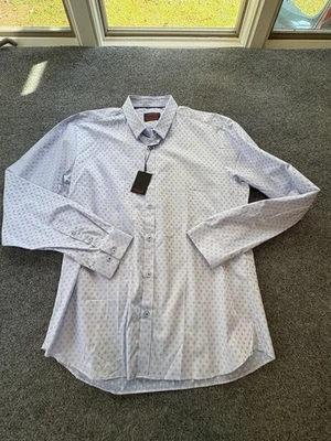 Jared Lang Shirt Mens XL Light Blue Geometric Pattern Long Sleeve Button Up - Image 1 of 4