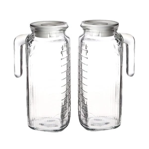 Gelo Set of 2 Glass pitchers, 33.75 Jug with White Lid, Carafe for Homemade J... - Picture 1 of 8
