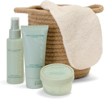 BODY COLLECTION (ENGLAND) Spa Pamper Basket Gift Set For Women Body Wash Scrub Mist Christmas Toiletries