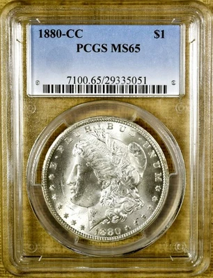 1880-CC PCGS MS65 Morgan Dollar - 100% White - Image 1 of 2