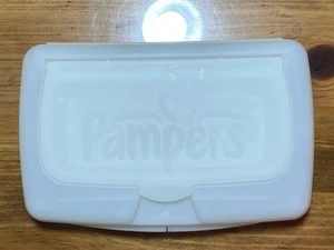 PAMPERS Plastic Baby Wipes Travel Case Box Container Refillable White Empty - Picture 1 of 8
