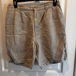Vintage American Eagle Shorts Mens 34 Tan FITS 32 Linen Textured Pleated 90s - Picture 1 of 14