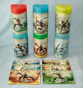 Lego Bionicle Metru Nui VAHKI (8614 - 8619) with Kanoka Glow Disks in Canisters