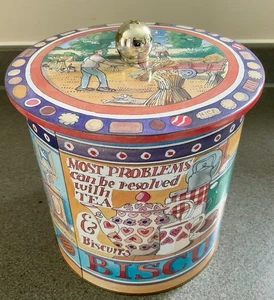 Matthew Rice / Emma Bridgewater 2006 - Decorated Biscuit Barrel / Metal Tin - Picture 1 of 16