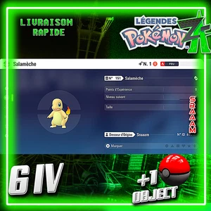 ✨Salamèche Charmander Shiny 6IV ✨Pokemon Legends ZA [RAPIDE 🚀🚀+++] - Imagen 1 de 6