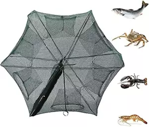 Fish Traps 6 Holes Automatic Fishing Net Shrimp Cage Nylon Foldable Crab Fish Tr - Picture 1 of 8