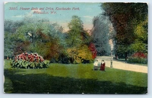 Postal Flower Beds and Drive en Kosciuszko Park en Milwaukee Wisconsin c1911 - Imagen 1 de 2