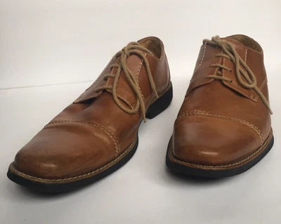 Sapatos masculinos Sandro Moscoloni tamanho 11D couro marrom biqueira oxfords trabalho escritório - Imagem 1 de 4