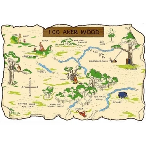 WINNIE THE POOH 100 ACRE MAP (COLOR) REPRODUCTION PRINT POSTER 24 X 24 Inches  - Picture 1 of 1