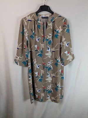 Marks and Spencer Ladies casual midi dress floral size 16 camel mix New - Image 1 of 4