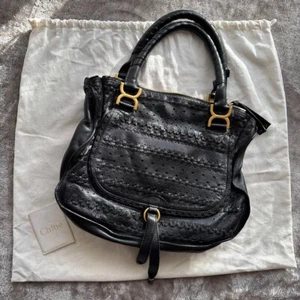 CHLOE Marcie Leather Handbag Black Rare Type Used Authentic W/Storage Bag - Picture 1 of 17